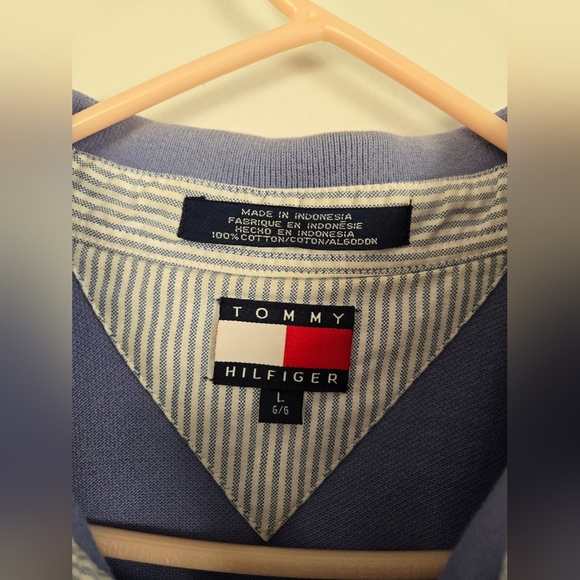 Vintage Tommy Hilfiger Men's Large Blue Polo Short Sleeve Shirt Collared - Picture 4 of 5